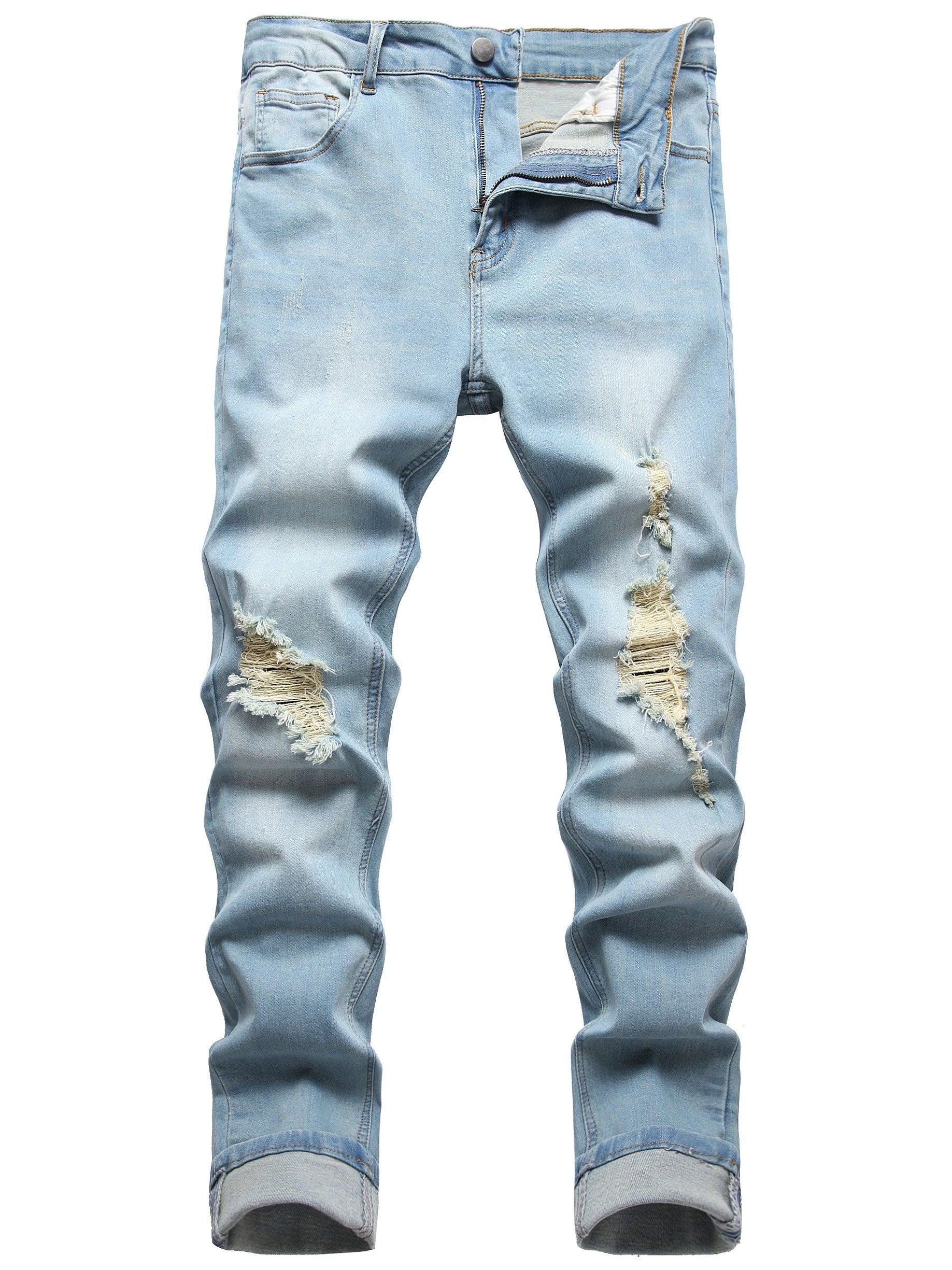 Men's Super Tight High Stretch Ripped Jeans