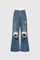 Elianna Lace Torn Jeans