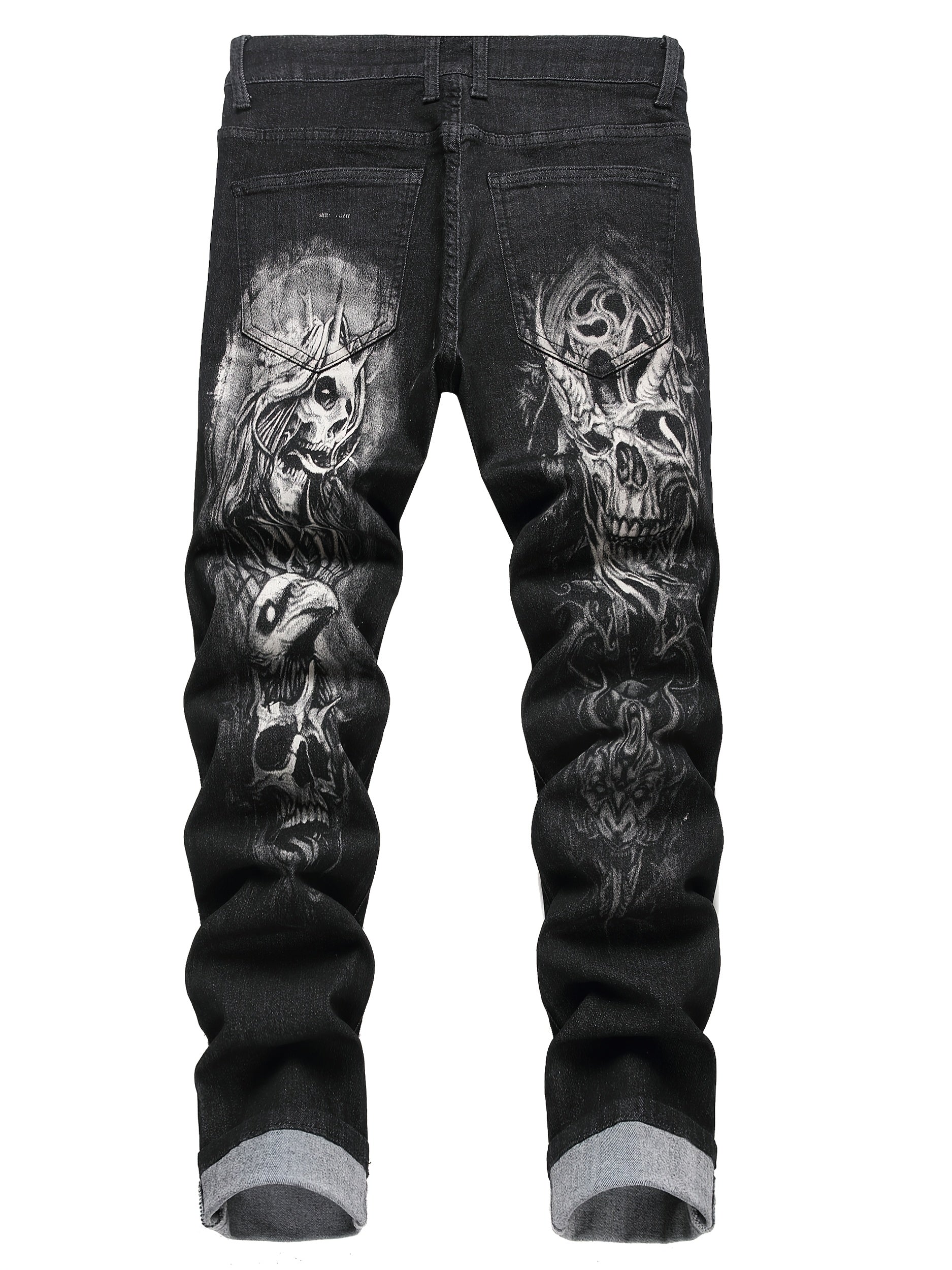 Men's Pattern Skull Print Jeans