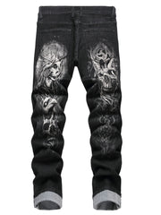 Men's Pattern Skull Print Jeans