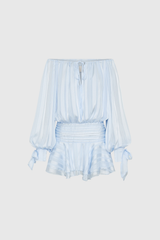 Dorota Off Shoulder Ruch Stripe Mini Dress