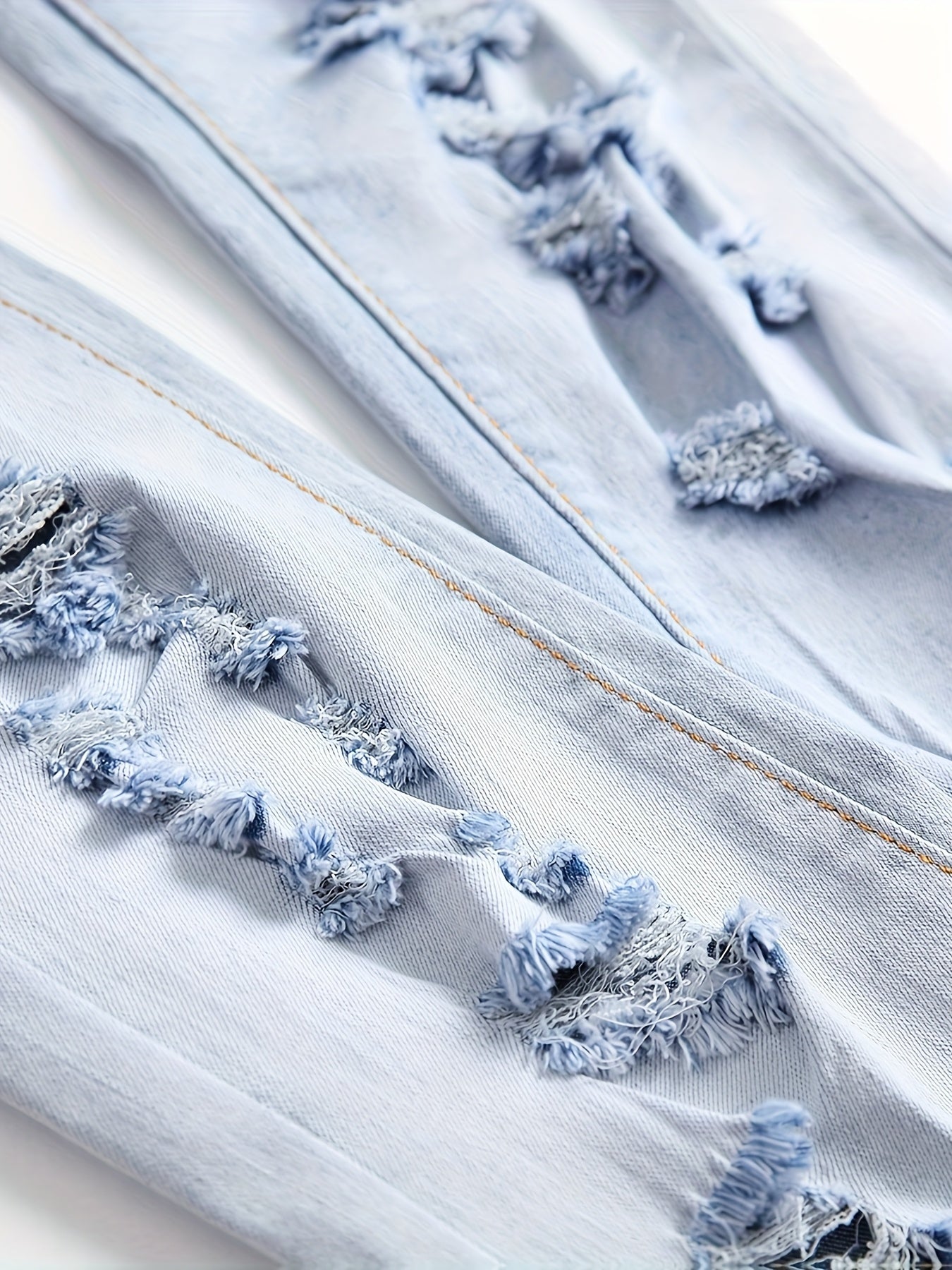 Men'S Motorcycle Jeans; Ripped Zipper Jeans; Stretch Denim Color-blocked Trousers;