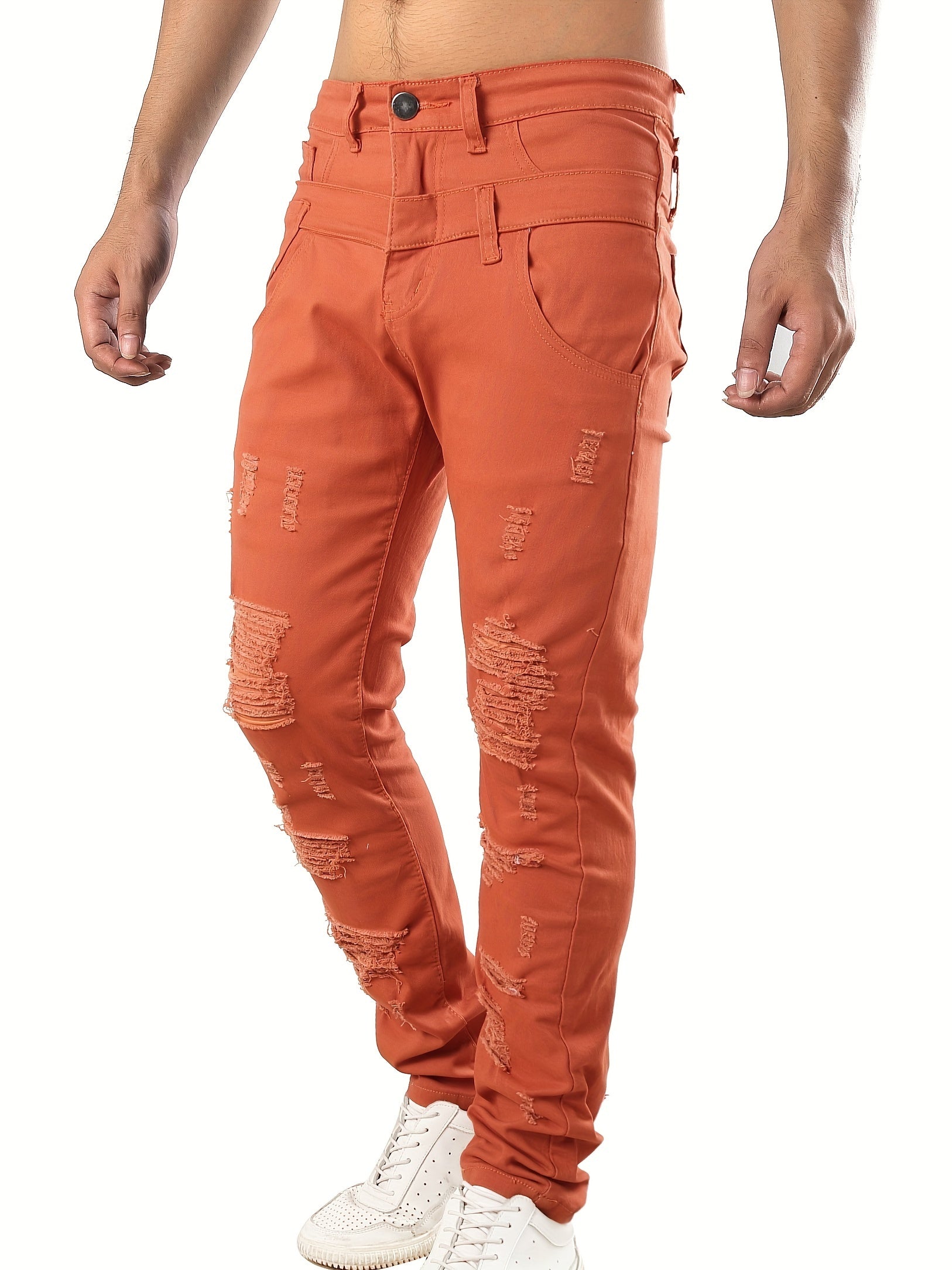 Tight Jeans with Holes Men's Slim And Tight Jeans With Holes In The Top