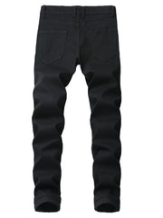 Men's stretch black jeans with striped webbing