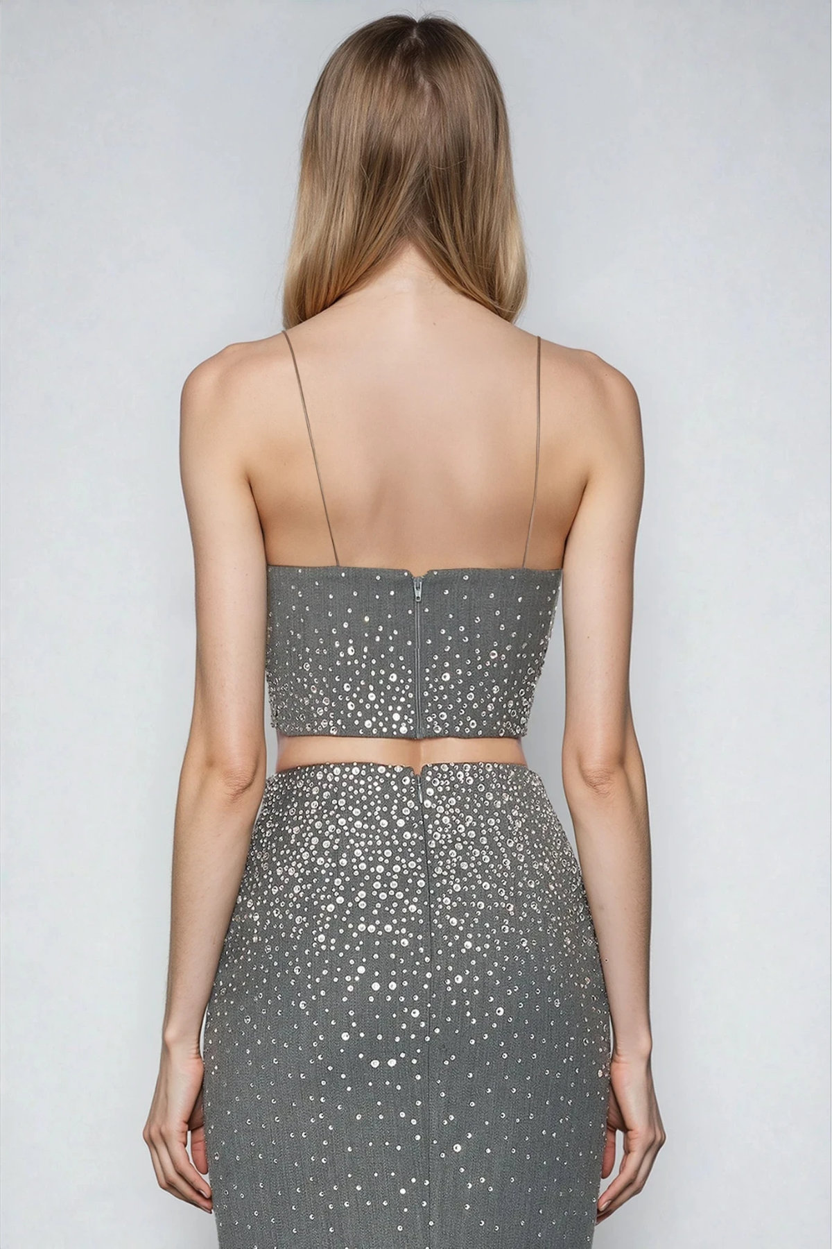 Domnius Spaghetti Rhinestone Top