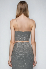 Domnius Spaghetti Rhinestone Top