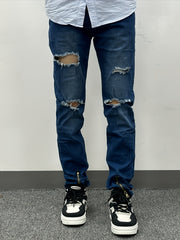 Ripped Zipper Jeans For Men