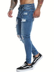 Men's Super Tight High Stretch Ripped Jeans