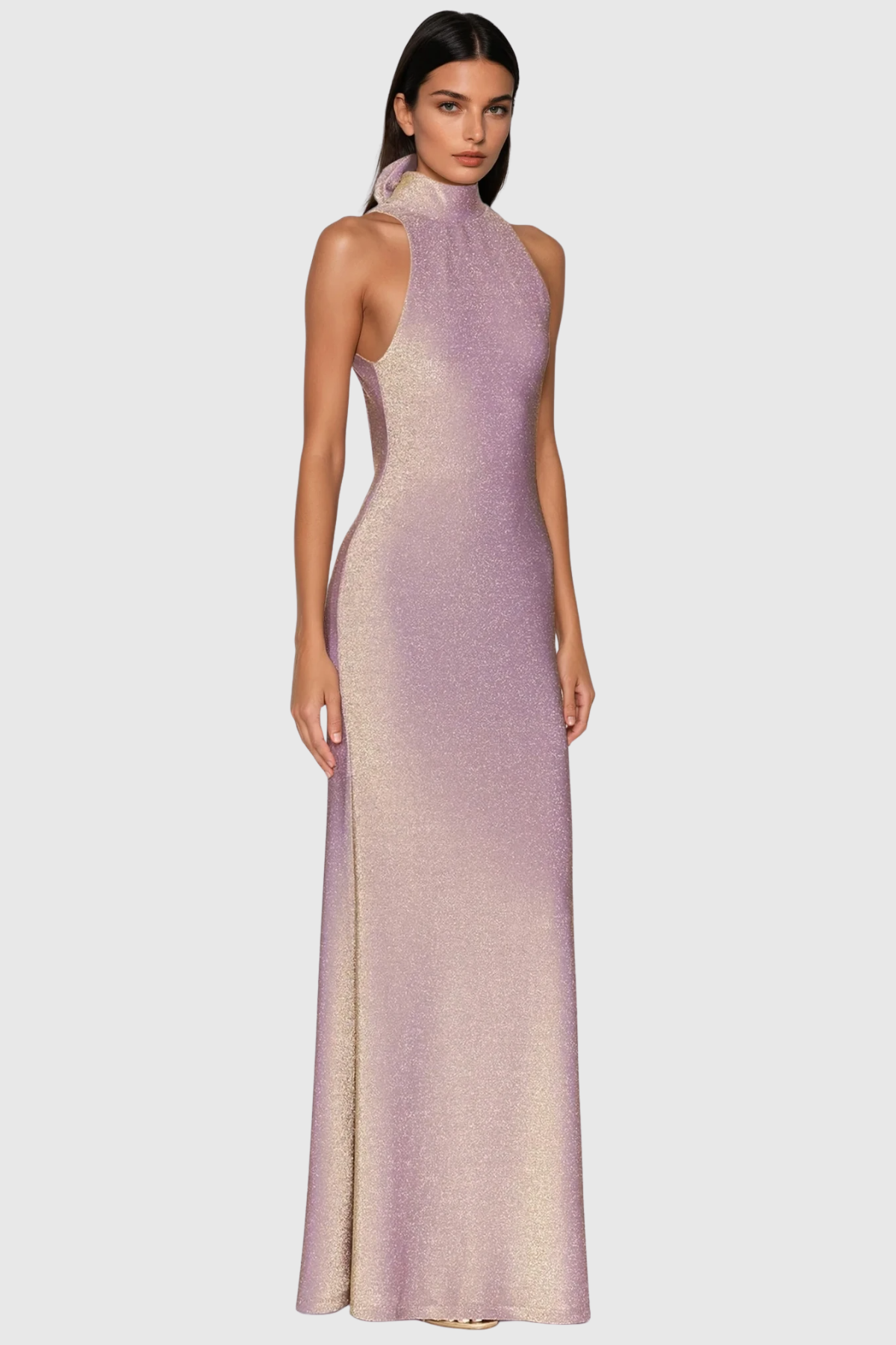 Farkhod Backless Flower Glitter Maxi Dress