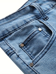 Men's light-colored ripped stretch jeans slim pants 7603