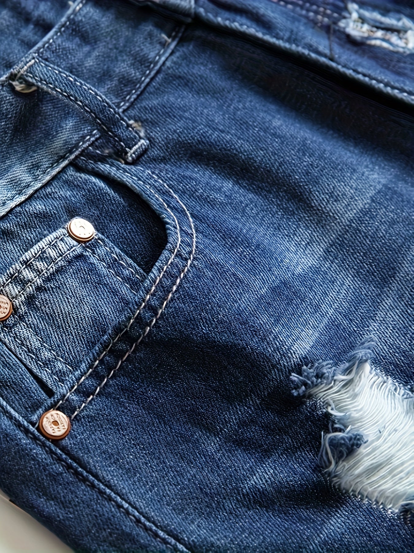 Men's Denim Shorts Summer Ripped Random Patch Men's Mid-pants Slim Shorts Straight-legged Wear Men's Pants European And American, No Belts