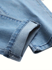 Men's light-colored ripped stretch jeans slim pants 7603