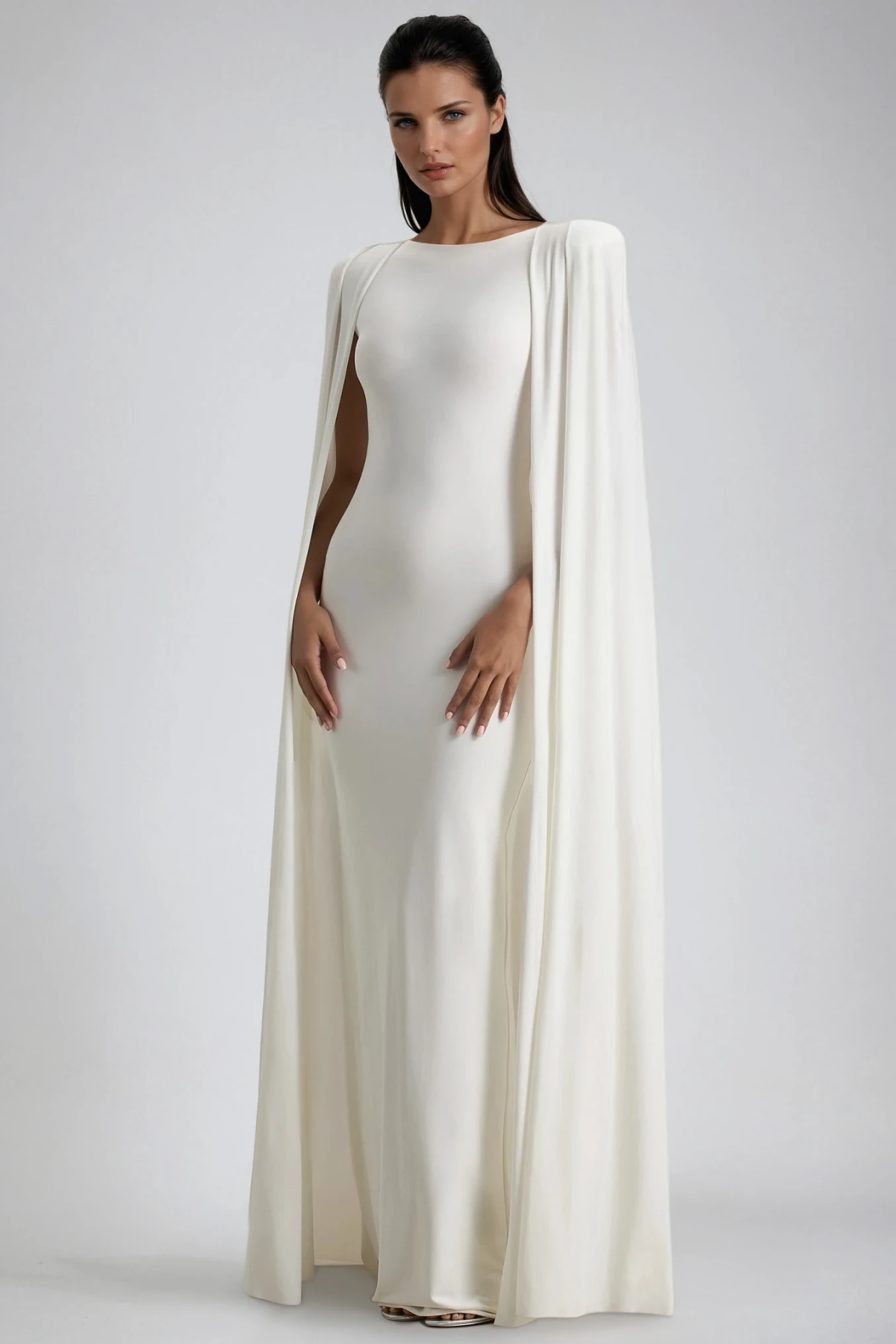 Diodotus Shawl Bodycon Maxi Dress In White