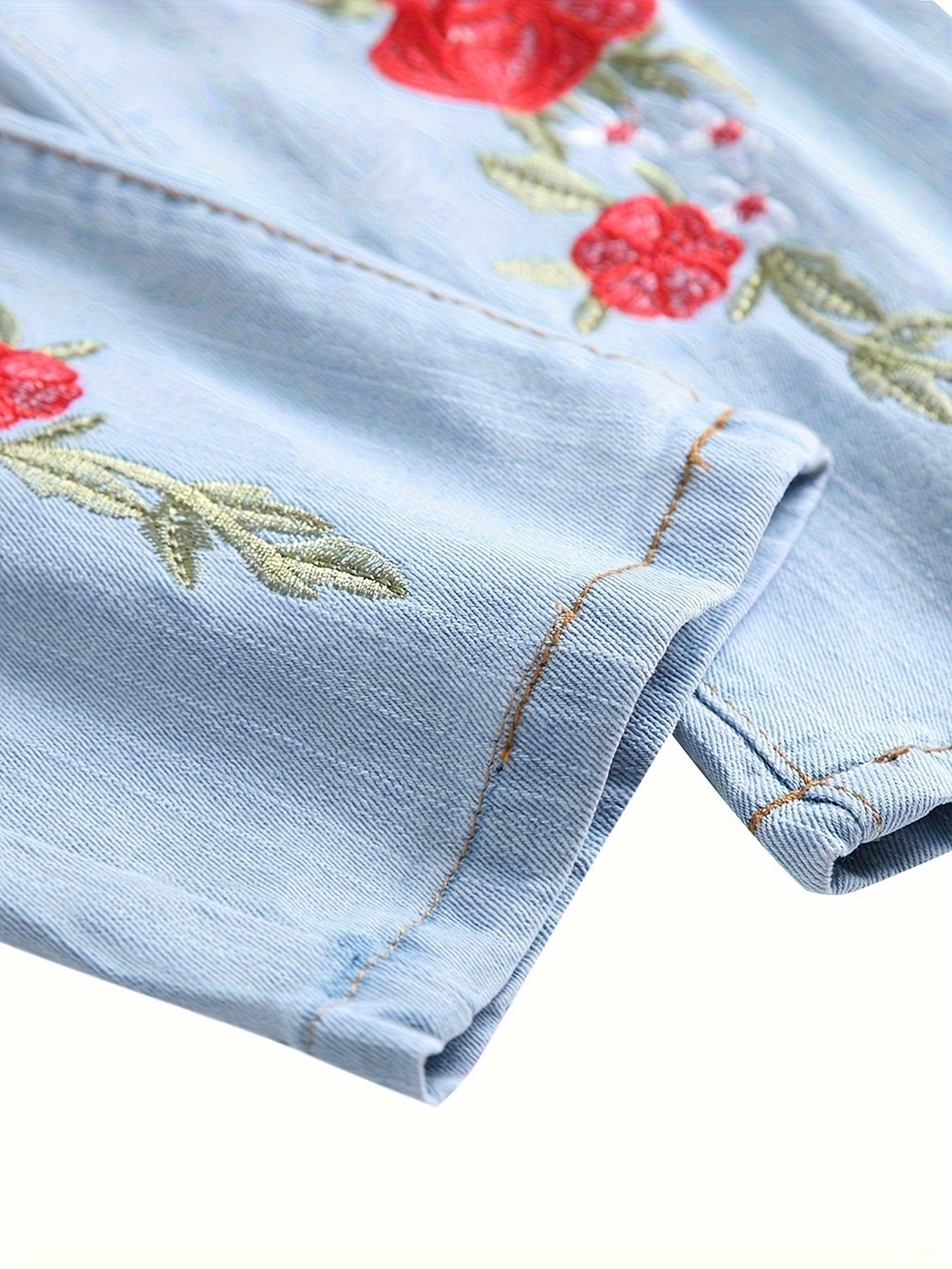 Stretch Skinny Ripped Jeans Men's Stretch Skinny Ripped Jeans, Light Blue Embroidered Retro Fashion Slim Fit Men's Jeans (1868)