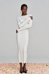 Amaury Cutout Ruffle Knit Maxi Dress In Apricot