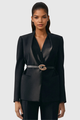 Ambrogio Plunge Buckle Pants Set In Black