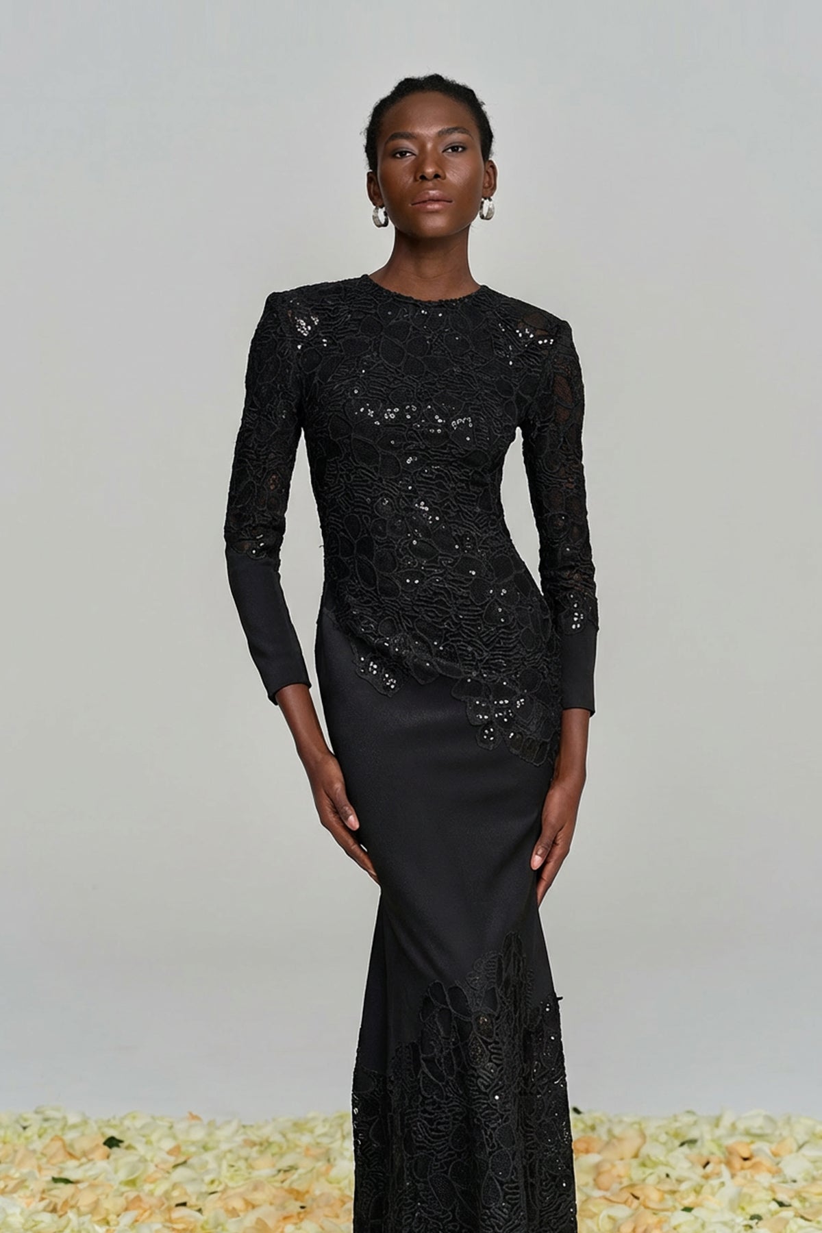 Ambroise Embroidered Sequin Maxi Dress In Black