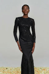 Ambroise Embroidered Sequin Maxi Dress In Black