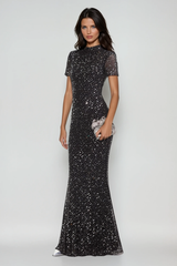 Andie Rhinestone Bodycon Short Sleeves Maxi Dress
