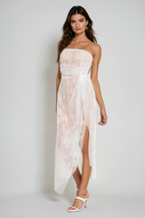 Archer Mesh Corset Lace Asymmetric Midi Dress