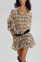 Ardal Grid Mesh Ruffle Ruch Mini Dress
