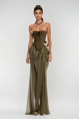 Ardelis Strapless Butterfly Lace Up Skirt Set