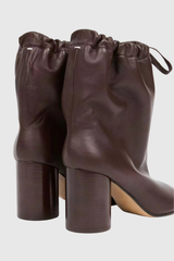 Ariadne Drawstring Lace Up Tabi Leather Boots In Brwon