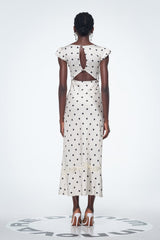 Badriyah Dot Satin Lace Maxi Dress