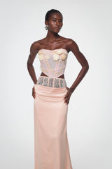 Bahador Corset Mesh Flower Top