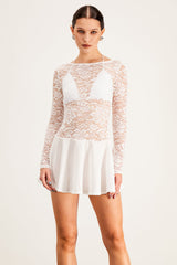 Baldr Lace Floral Ruffle Mini Dress