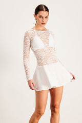 Baldr Lace Floral Ruffle Mini Dress