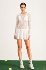 Baldr Lace Floral Ruffle Mini Dress