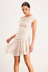 Balor Asymmetric One Shouder Mini Dress In Apricot