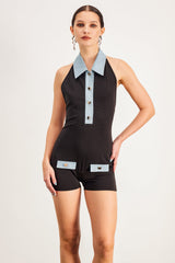Barbie Polo Neck Backless Jumpsuit