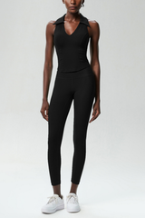 Beil Lapel Sleeveless Bodycon Top In Black