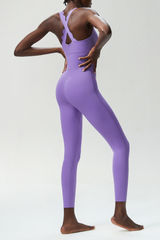 Bel Wave Cross Yoga Jumpsuit In Purple