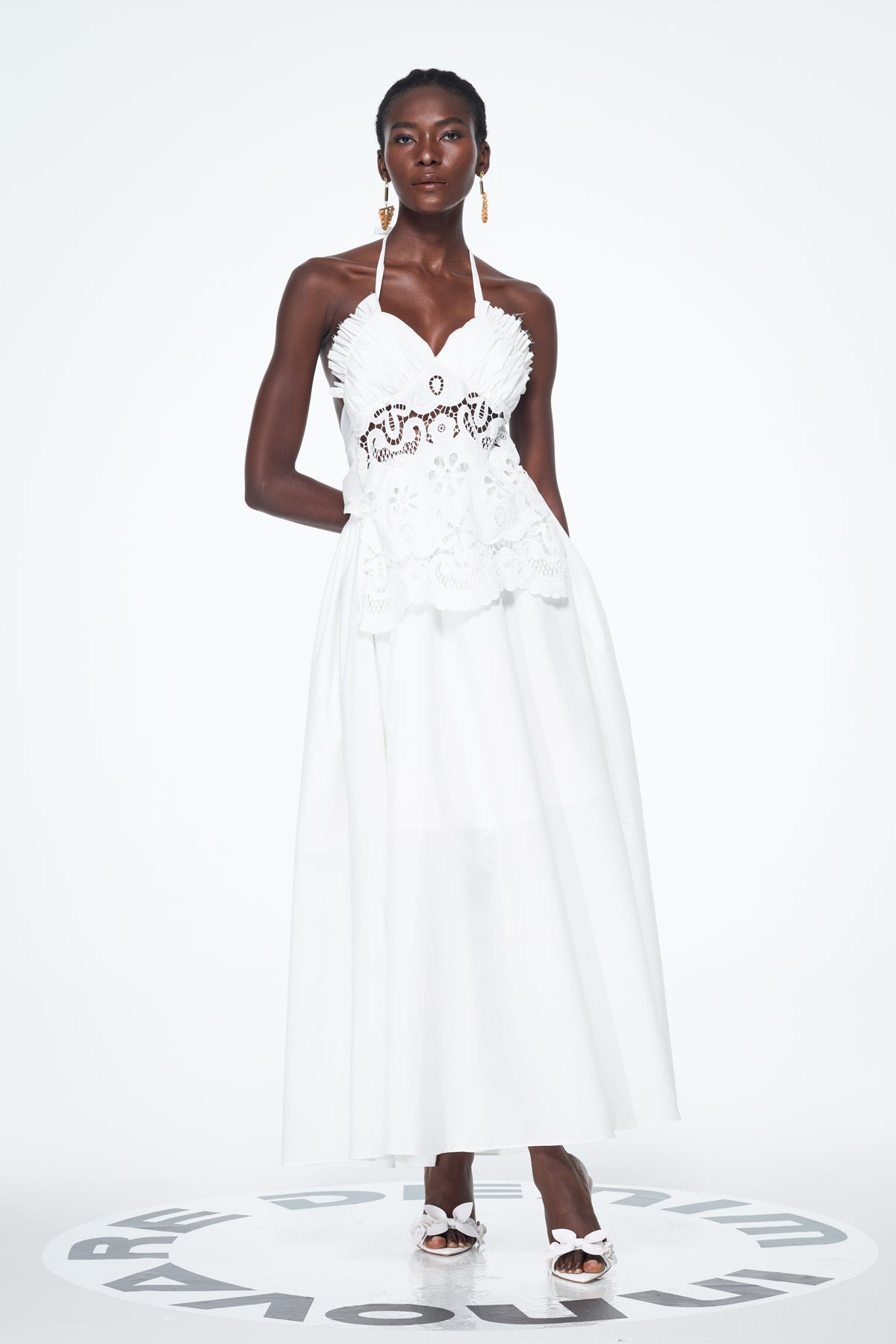 Belden Cutout Backless Lace Up Ruch Maxi Dress