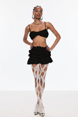 Benedict Ruffle Spaghetti Skirt Set In Black