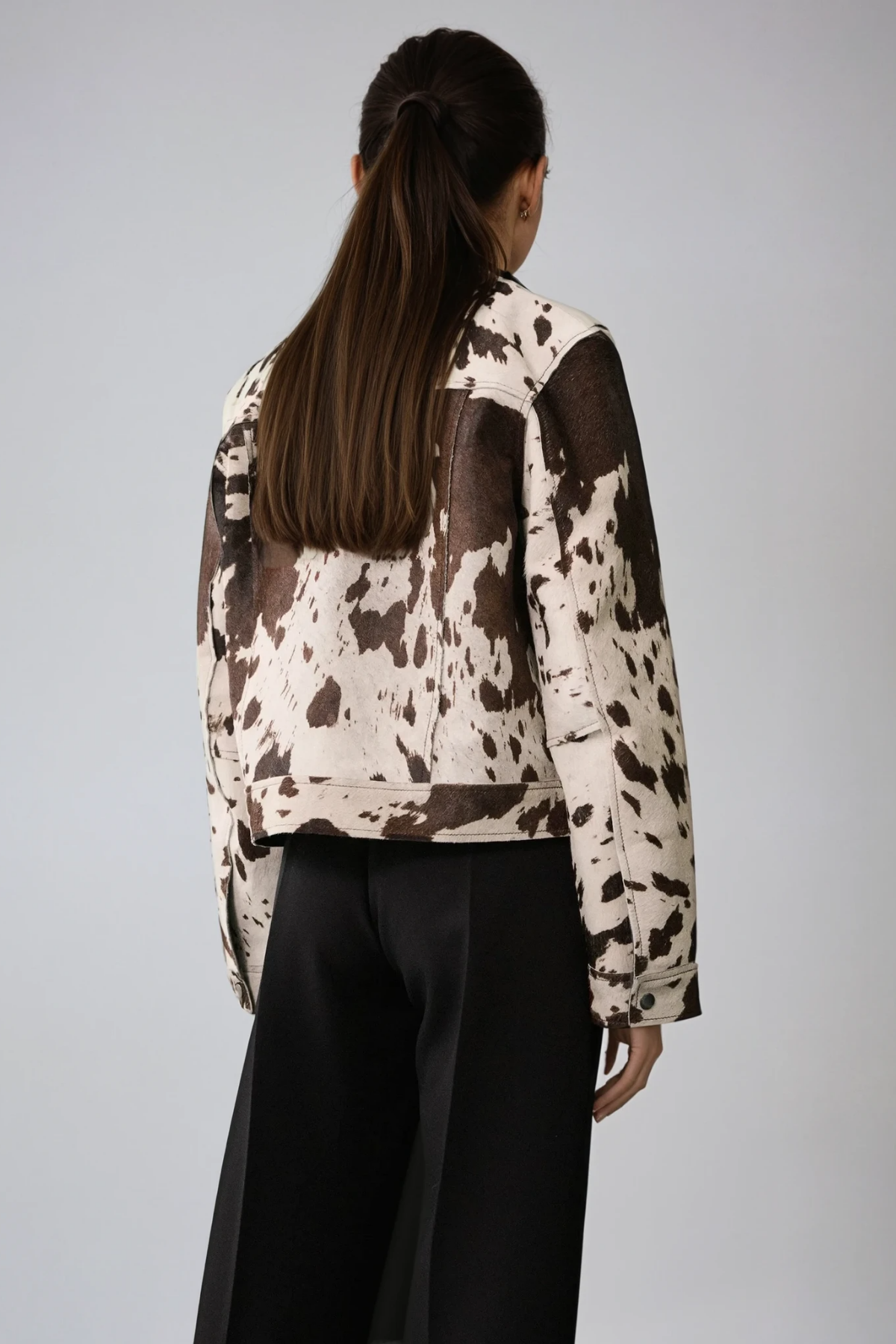 Bernie Cow Print Denim Jacket