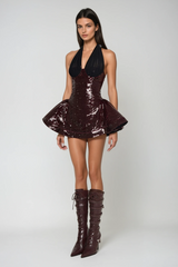 Biancamaria Sequin Mesh Mini Dress