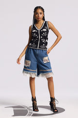 Birkir Lace Fringe Midi Jeans