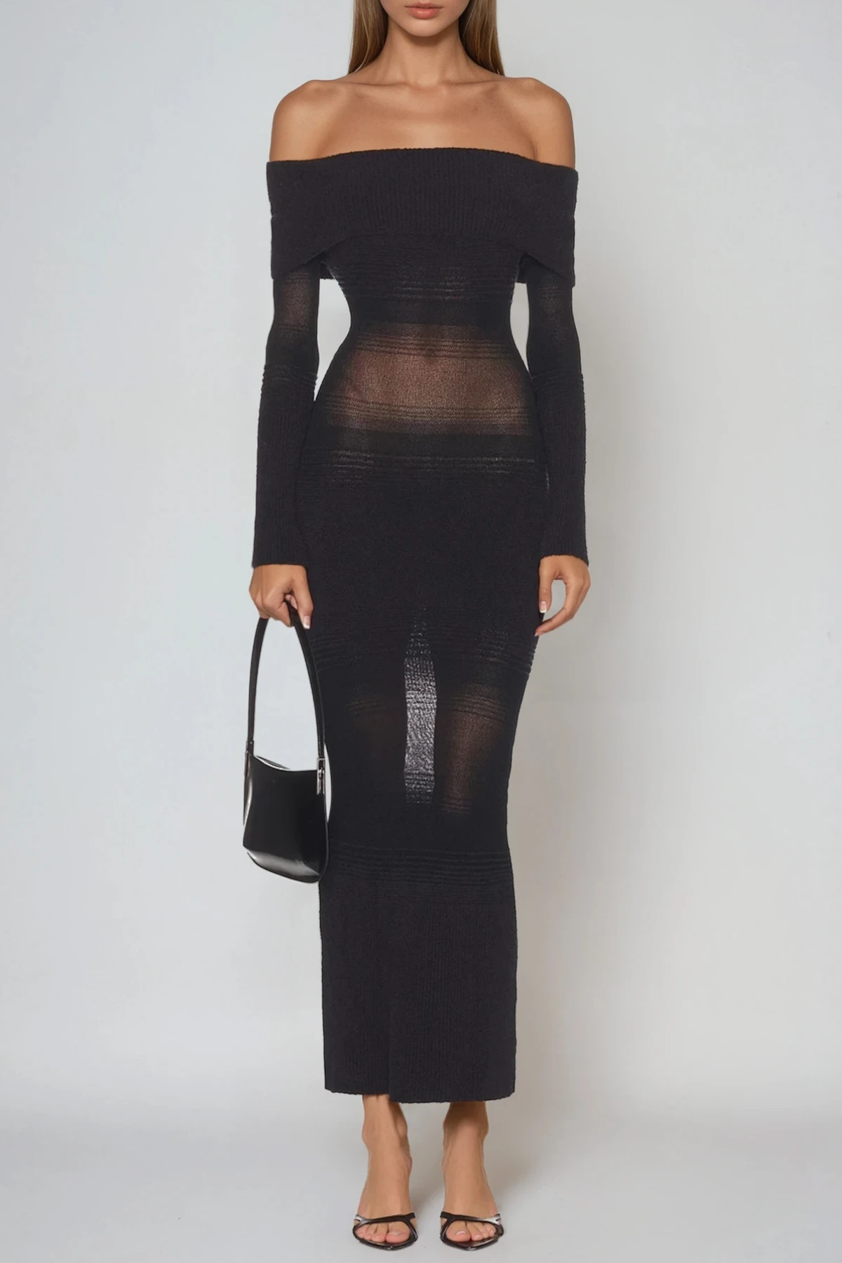 Bjoern Off Shoulder Hayley Knit Maxi Dress