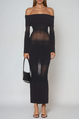 Bjoern Off Shoulder Hayley Knit Maxi Dress