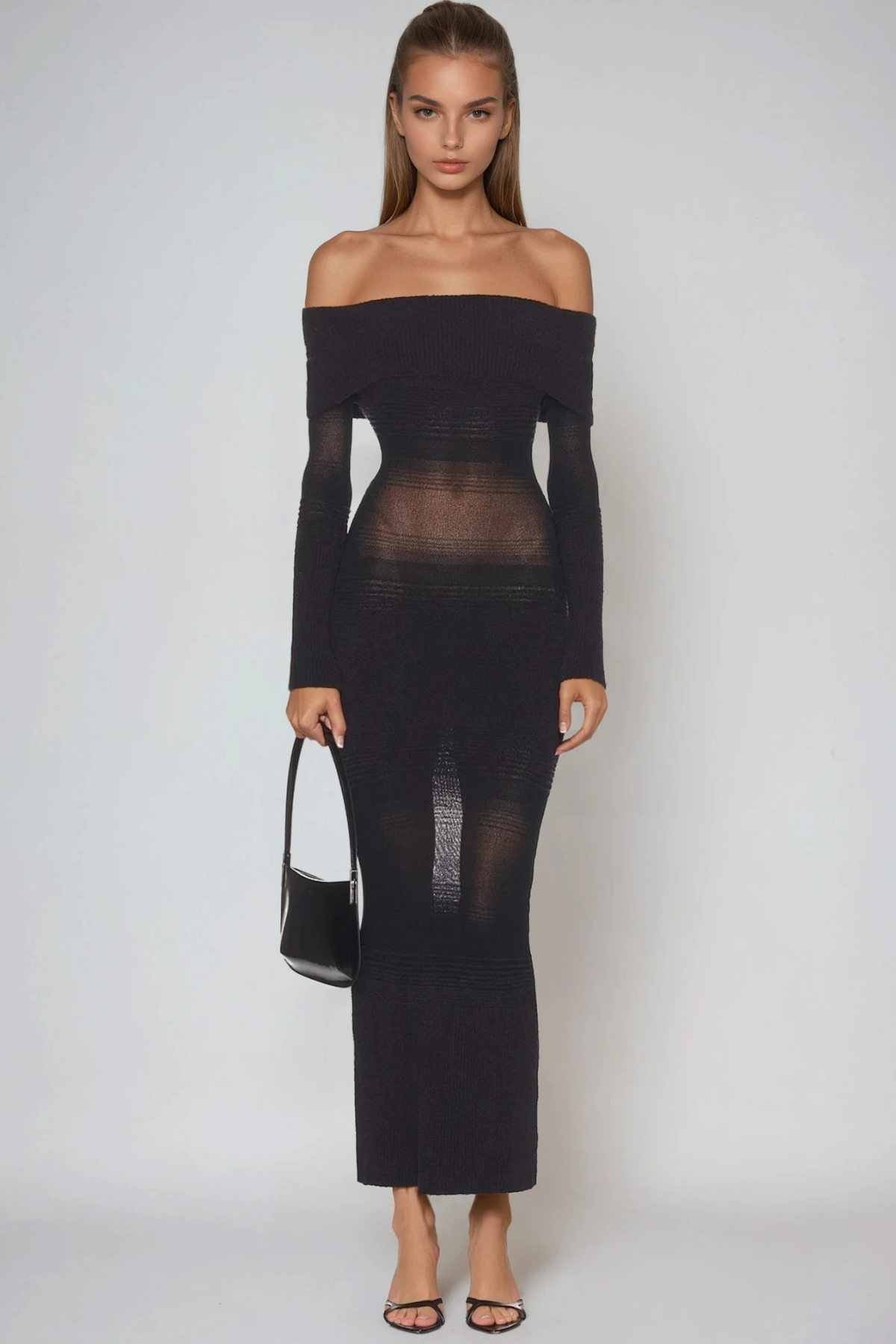 Bjoern Off Shoulder Hayley Knit Maxi Dress