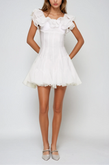 Blago Ruffle Corset Mini Dress In White