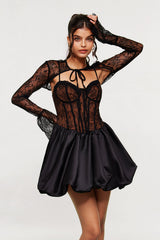 Blerim Lace Corset Puffy Mini Dress