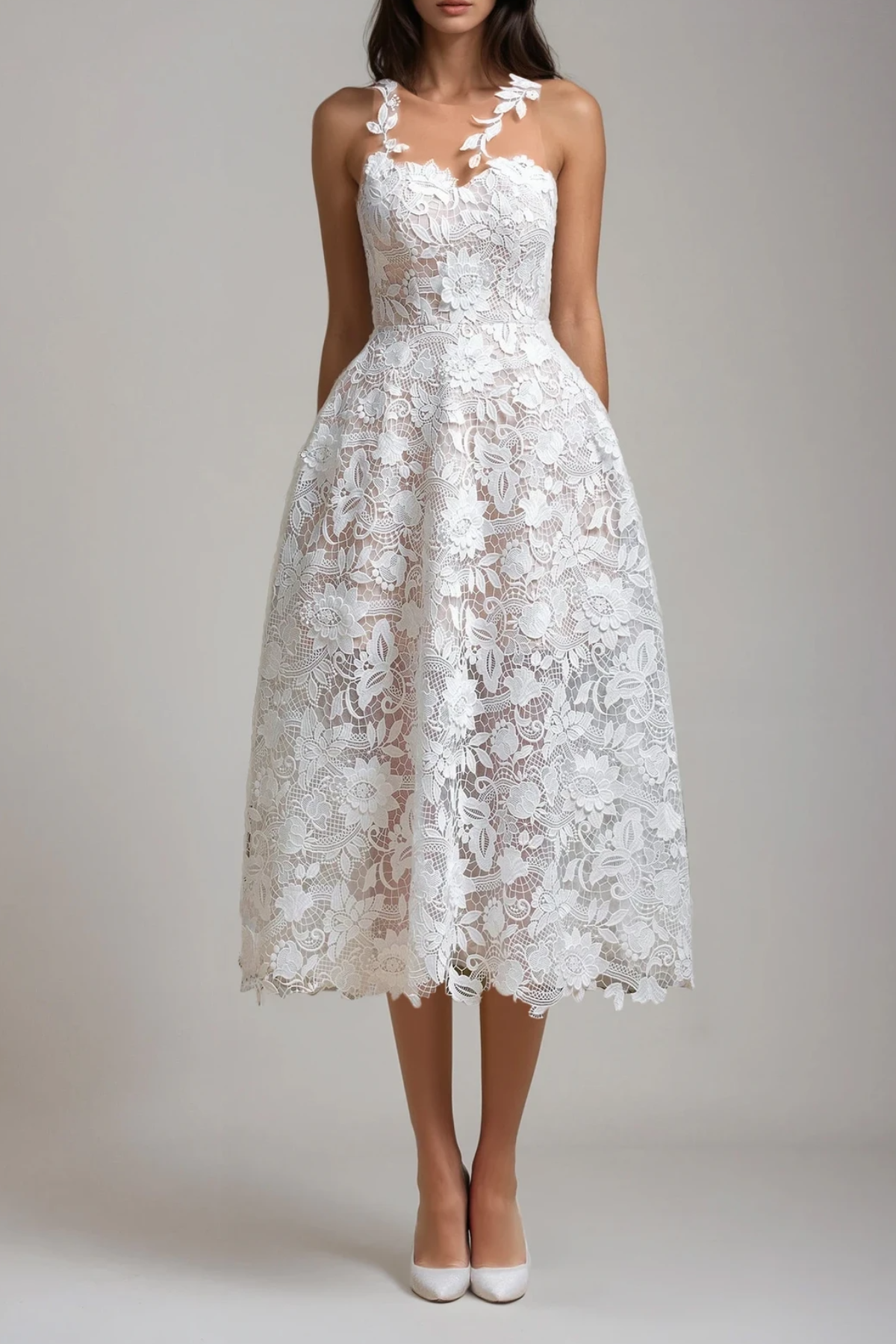Bodie Floral Lace Midi Dress