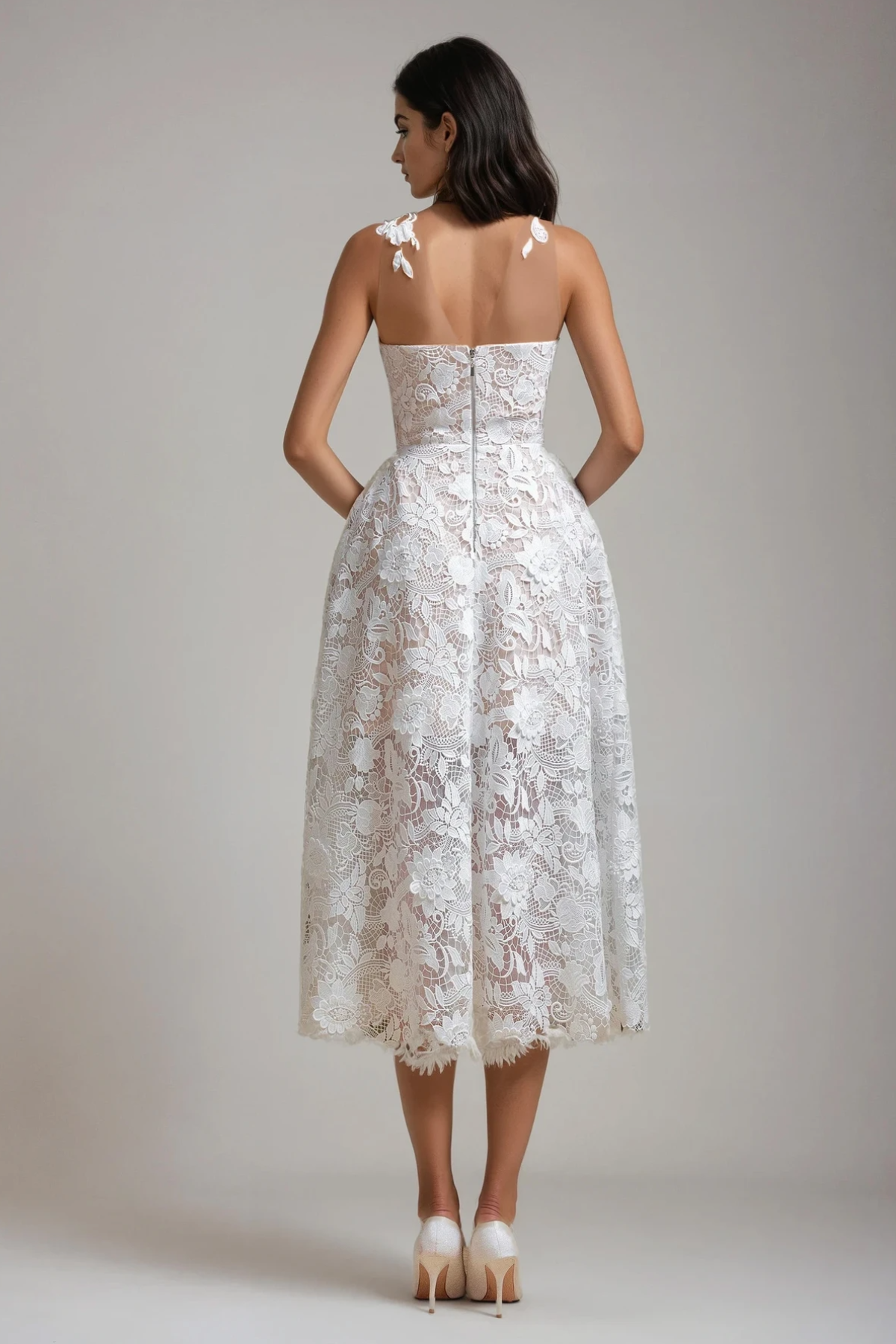 Bodie Floral Lace Midi Dress