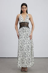 Bowie Lace Plunge Dot Maxi Dress