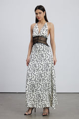 Bowie Lace Plunge Dot Maxi Dress